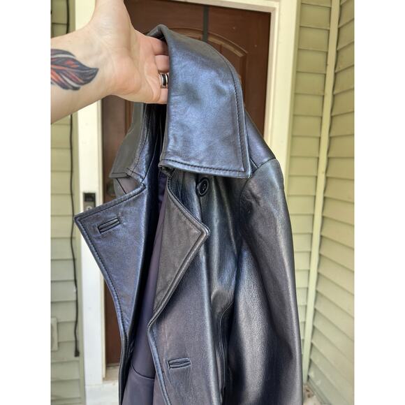 Express Buttery Soft Leather Double Breasted Trench Coat Women’s Small - Picture 8 of 11